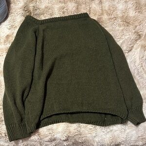 SHEIN Off-the-Shoulder Sweater in Forest Green